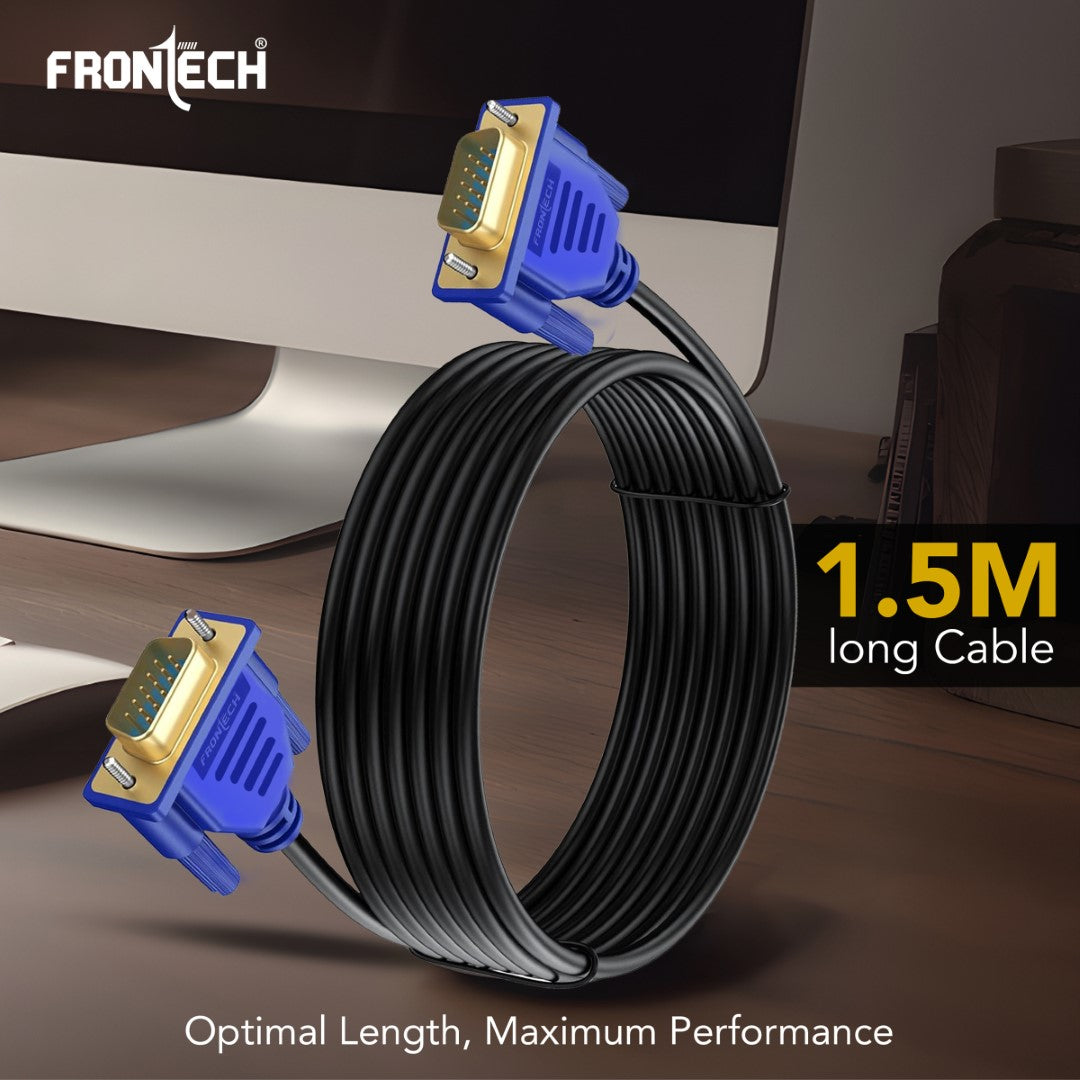 Frontech VGA Cable - 1.5M | Enhanced Signal Transmission for HD Audio/Video (NC-0027) Frontech VGA Cable - 1.5M | Enhanced Signal Transmission for HD Audio/Video (NC-0027)